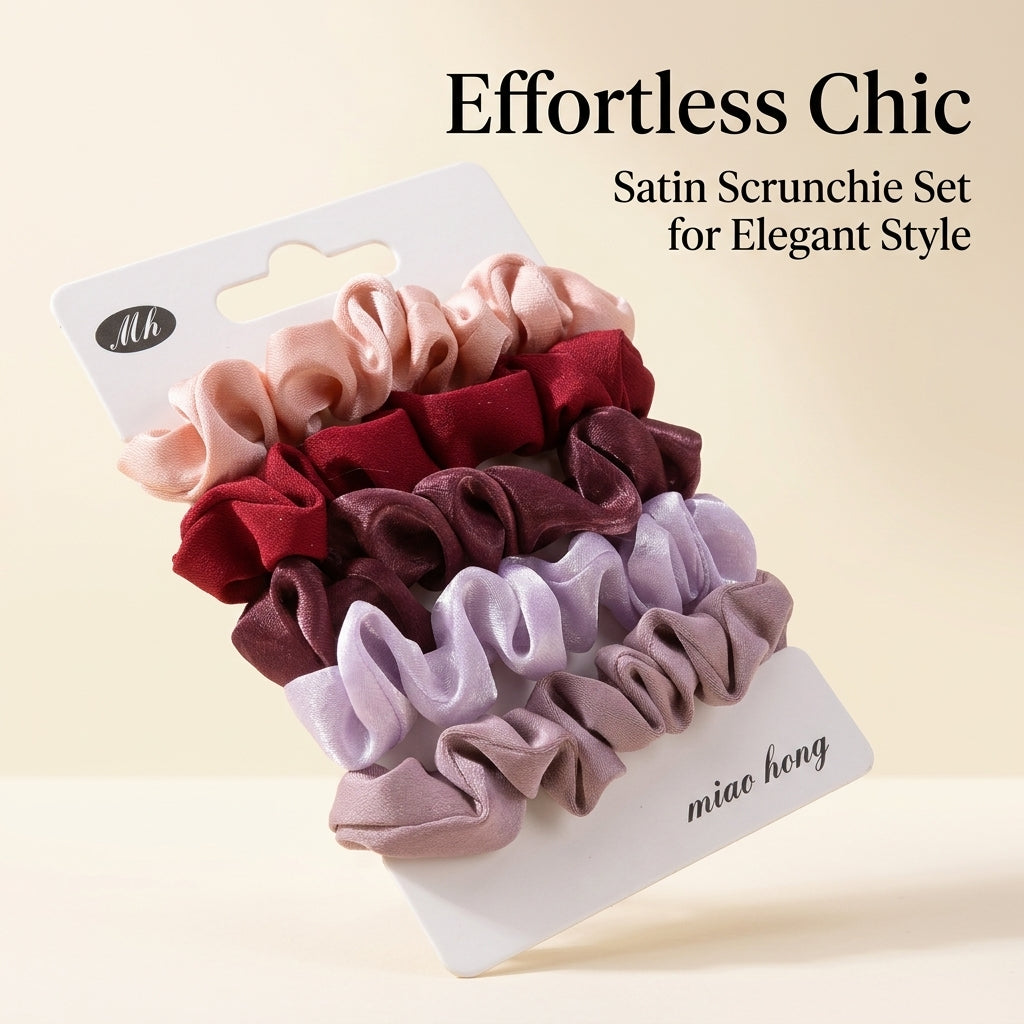 silky Scrunchies Set for Women and Girls, Soft Ponytail Holders, Elastic Bands for Styling, Fashion Accessories