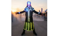 Full-Body LED Costume Glow Glowing Suit with Helmet Nightclub Light up Costume Wearable for Cosplayers, Halloween