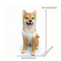 and-White Dog Statue Fiberglass Akita Statue Hand-Painted Figurine for Entryway