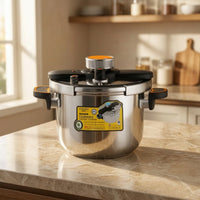 Easy One-Press Stainless Steel Pressure Cooker Food-Grade Pressure Cooker with Lid Rust-Resistant Simmer Pot Multi-Safety for Gas Stoves
