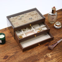Walnut Wood Grain Jewelry Storage Box, 3 Layers, Large Size