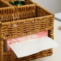Woven Desktop Basket Compartmented Wicker-Style Organizer Basket Decorative
