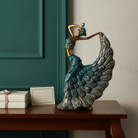Peacock dancers Figurine Lustrous Peacock dancers Statue Artistic Dancing Girl Sculpture for Living Room, Dance Studio