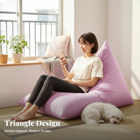 machine-washable Cover Triangle Lounger Chair Easy to Clean Bean Bag snug Floor Sofa No Assembly Required for Apartment Dwellers, Adults, Students, Balcony, Living Room, Bedroom, book corner corner