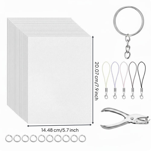 141 Pieces Shrink Keychain Kit Easy to Use Keychain Charm Making Kit Decorate and Bake Shrink Craft Set for School Projects