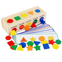 Wooden Shape Sorting Box for Early Education, Color and Shape Recognition, Montessori Toy for Toddlers