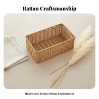 Lidded Woven Basket With Lid Lidded Rectangular container multi-purpose for Living Room