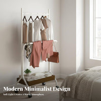 Freestanding Clothes Rail with storage areaSaving Garment Rack Simple Design