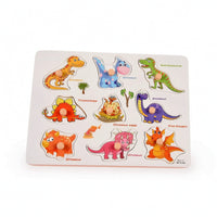 Educational Puzzle Board with Knobs Easy-Grasp Wooden Peg Puzzle Sensory Toy Full-Color for Preschoolers