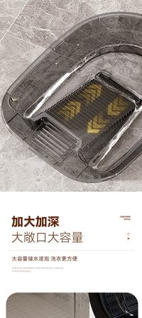 家用透明加厚加深大号洗衣盆学生宿舍一体塑料盆子带搓衣板洗衣桶