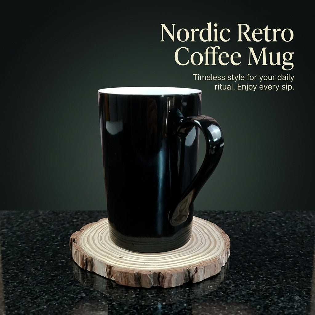 Coffee with Lid 12 oz, Oversized Mugs for Home Use and Workplace, Solid Color Vintage 270ml Capacity