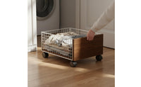 Large Clothes Sorter Space Saving Rolling Laundry Wheeled Hamper Metal Wire