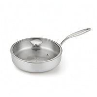 Stainless Steel Skillet with Lid Uncoated Stainless Steel Frying All-Cooktop Cooktop skillet with Lid for Home Cooks