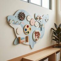 Dolphin Wall Board Interactive Wooden Activity Panel Light Blue and White Wooden Activity Panel