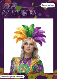 New Orleans Carnival Party Stage Performance Accessory Purple Green Gold Sequin Mask Costume