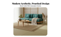Nordic Inspired 3-Person Wooden Frame Sofabed Natural Wood details Upholstered Couch Minimalist Aesthetic transformable Settee 2-in-1 Design for Young Adults, Homeowners, Hosts, Living Room, Studio Apartment, Home Office
