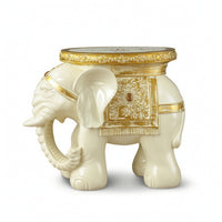 Resin Elephant Shoe Changing Stool Gold-Toned Shoe-Changing Stool Elegant Figurine Ornate for Entryway, Living Room