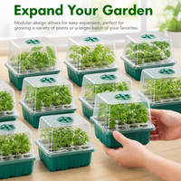 6 Cell Seedling Tray, Mini Greenhouse Propagation Tray with Watertight Base, Clear Cover & Humidity Dome Vent, Reusable for Home Gardening