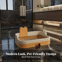 Drawer Design Dog Toilet Keeps Paws Hygienic Pet Potty Pan with Mess Containment Guard Puppy Training Toilet with Mesh for Small Dogs, Apartment