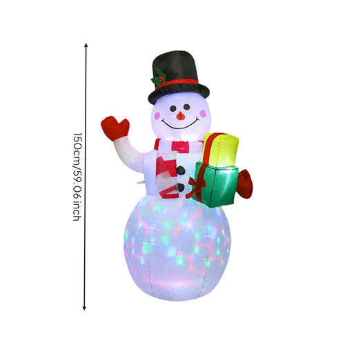Christmas Inflatable Snowman Colorful Snowman with Top Hat Outdoor Decoration Eye-Catching Holiday Display Easy to Use