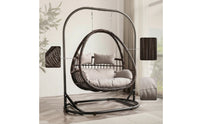 Egg Swing Chair with Stand Freestanding Egg Chair with Stand Outdoor Furniture for Adults, Readers, Living Room