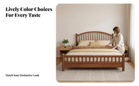 sturdy Wood Construction Spindle posterior Bed Nordic design Spindle Headboard Bed Walnut Finish Bedroom Furniture Minimalist Design for two people, Adults, Homeowners, Guest Room, Apartment, Rental Property