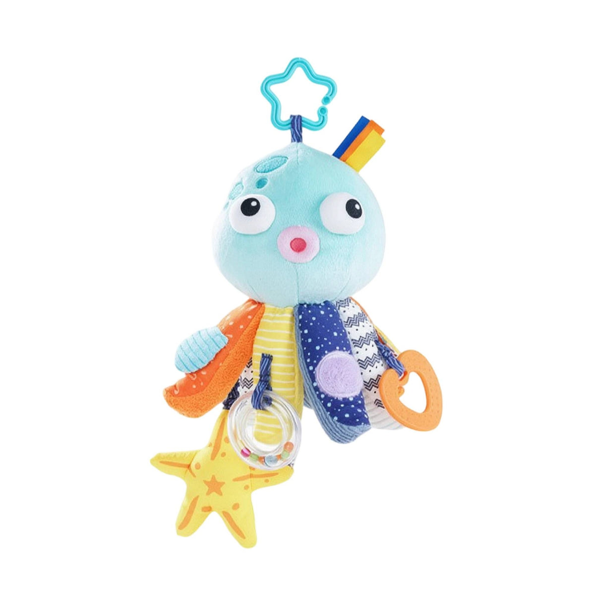 Stuffed Octopus Stuffed Toy Hanging Stroller Toy with Teether Soft Crinkle for Babies, Infants, Newborns