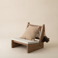 Floor Chair with Back Support Rustic Low Lounge Chair Reclined Seat for Reading Corner