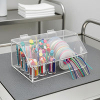Side Slots Acrylic Oral Storage Holder Hinged Lid Ligature Loop Holder 3.8 Mm Thick Orthodontic Chain Box Transparent