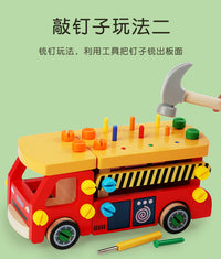 拆装螺母车敲钉工具车儿童启蒙益智精细动作动手能力早教木制玩具 GS-拆装螺母工具车