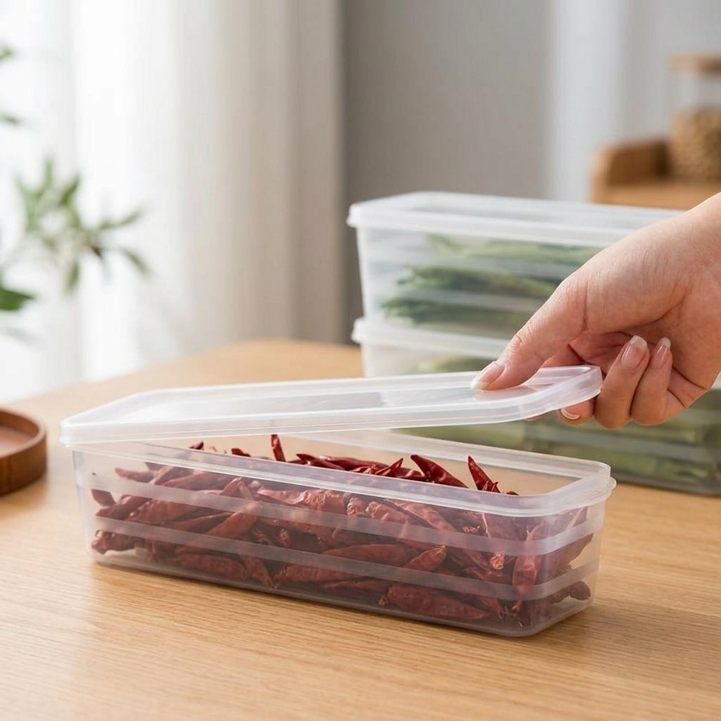 Ice Cream Container Kitchen Noodle Box Transparent Refrigerator Fresh-keeping Box Plastic Rectangular Sealed Hot Selling