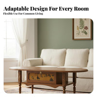 Woven Top Accent Table Sturdy Wood Construction Living Room Furniture French Aesthetic Retro Aesthetic for Lounge Area, Study