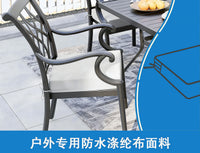 Waterproof Square Outdoor Chair Cushion with Yellow Stripe, Polyester, Sponge Filled