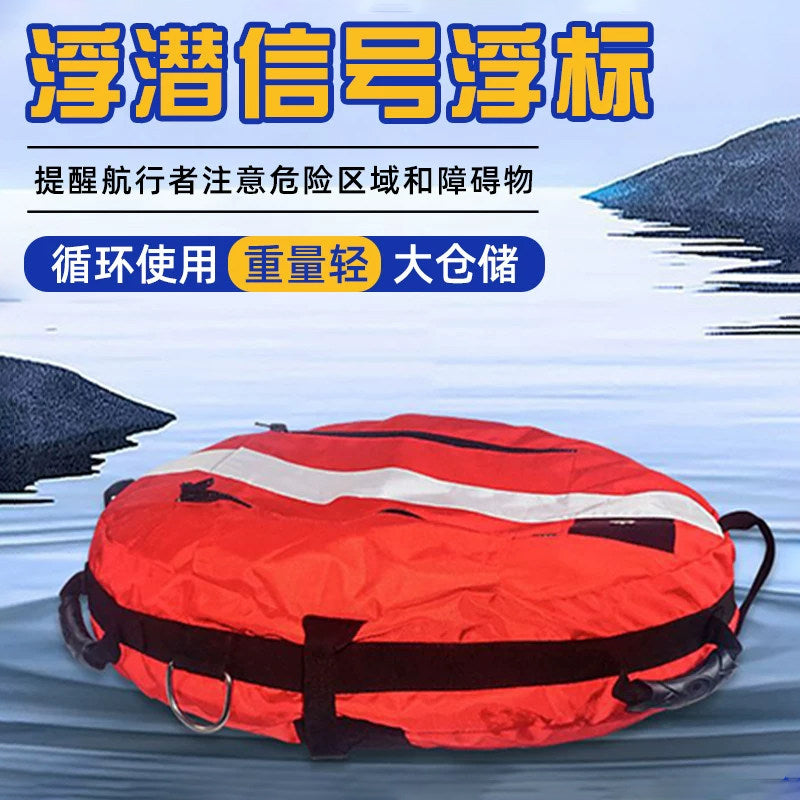 Diving Buoy, Free Diving Signal Float, Rescue, Marine Surface Inflatable Positioning Buoy with Signal Flag