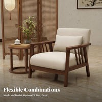 Versatile Combination New Chinese Design Reception Seating High-Density Foam Cushions Solid Wood Waiting Room Furniture Comfortable Cushioning Wooden Frame Sofa Set Easy Assembly for Cafe Owners, Restaurant Managers, Couples, Hotel Lobby, Lounge, Home