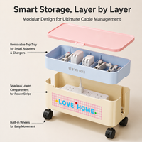 Cord Management Box, Large cord Tidy Box for Home, Ventilated Flip-Top Wire Organiser Box to Conceal Extension Cords