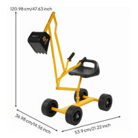 Sit-in Digger Toy Yellow Metal Frame Manual Digger Toy Hand Grip Controls for Children