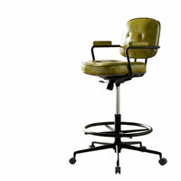 360-Degree rotate Adjustable Highposterior Rolling Stool Ergonomic Design Rolling Drafting Chair with Footrest Support Office Furniture Thick Cushioned Seat for Standing Desk Users, Architects, Students, Counter-Height Tables, creative workspace