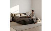 Italian Minimalist Bed Frame Light Luxury Modern Leather Foundation Bed for Newlyweds