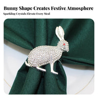 Easter Bunny Napkin Holder Rhinestone Embellished Gilded Hare Napkin Buckle Elegant Crafted Metal Easter Serviette Holder for Holiday Parties