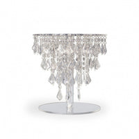 Cake Stand with Dangling Pendants Transparent Cake Stand with Crystal Pendants Stylish Round Acrylic Display Riser for Weddings, Birthday Parties