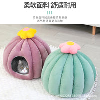 Cactus Pet Bed for Cats and Small Dogs, Semi-Enclosed Warm Sleeping Nest