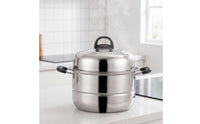 Steamer Pot with Lid Large Stainless Steel Steamer Cookware Double-Handled Domed for Home Cooks, Stovetop, Kitchen