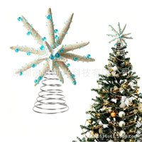 Double-Layer Starfish Tree Topper with Blue Beads for Christmas Beach Style Decor