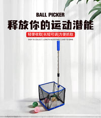 Portable Telescopic Ball Picker for Tennis and Pickleball with Storage Net