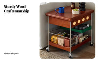 2-Tier Rolling Side Table Foldable Design 2-Tier Folding Trolley With Casters Multi-Functional for Apartment Dwellers