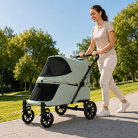 Folding Dog Stroller Single-Action Fold Soft-Sided Pet Stroller Ventilated