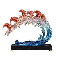 Horse Ornament with Wooden Base Decorative Sculpture Long-Lasting
