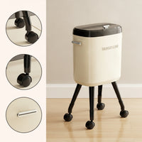 Slim Trash Bin with Wheels Glossy Wheeled Trash Can Ergonomic Waste Container Heavy-Duty for Kitchen, Home
