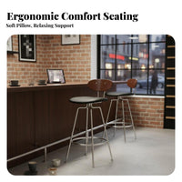 Wooden Seat High Chair With spinerest Bar Stool Minimalist Design for Dining Room